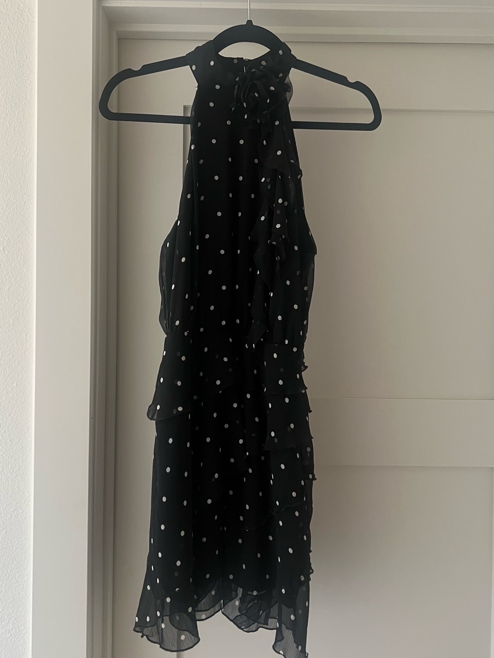 Anthropologie Black Dress with White Polka Dots